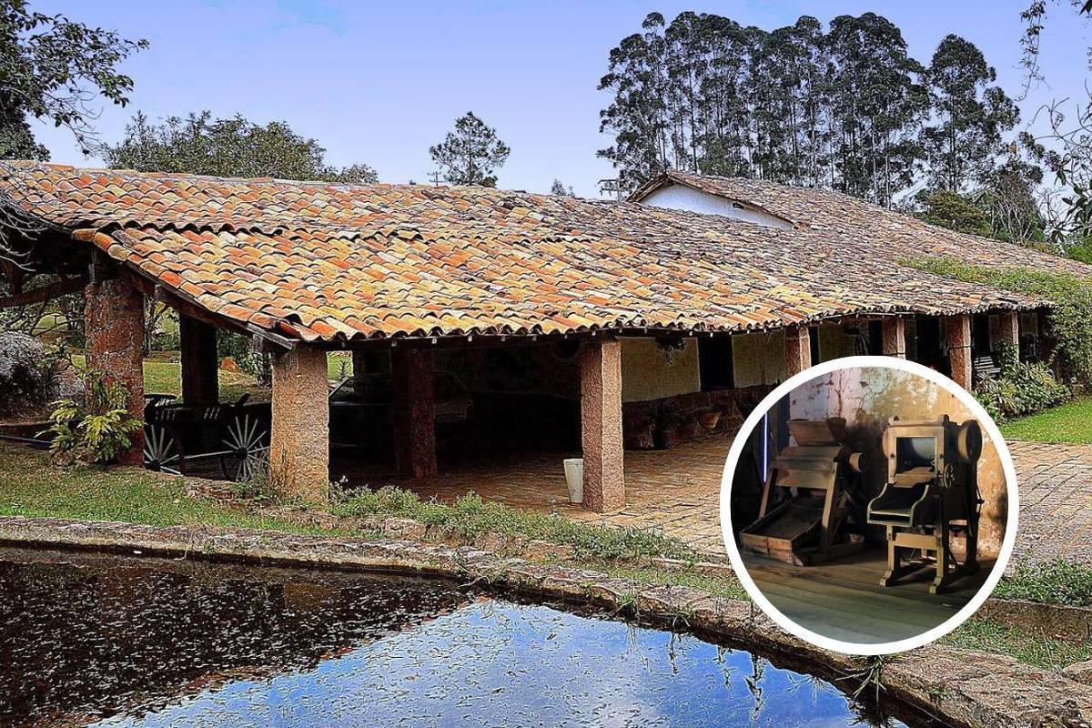 Fazenda Concórdia, uma das fazendas mais antigas do Brasil, com vista do interior em Itu, SP