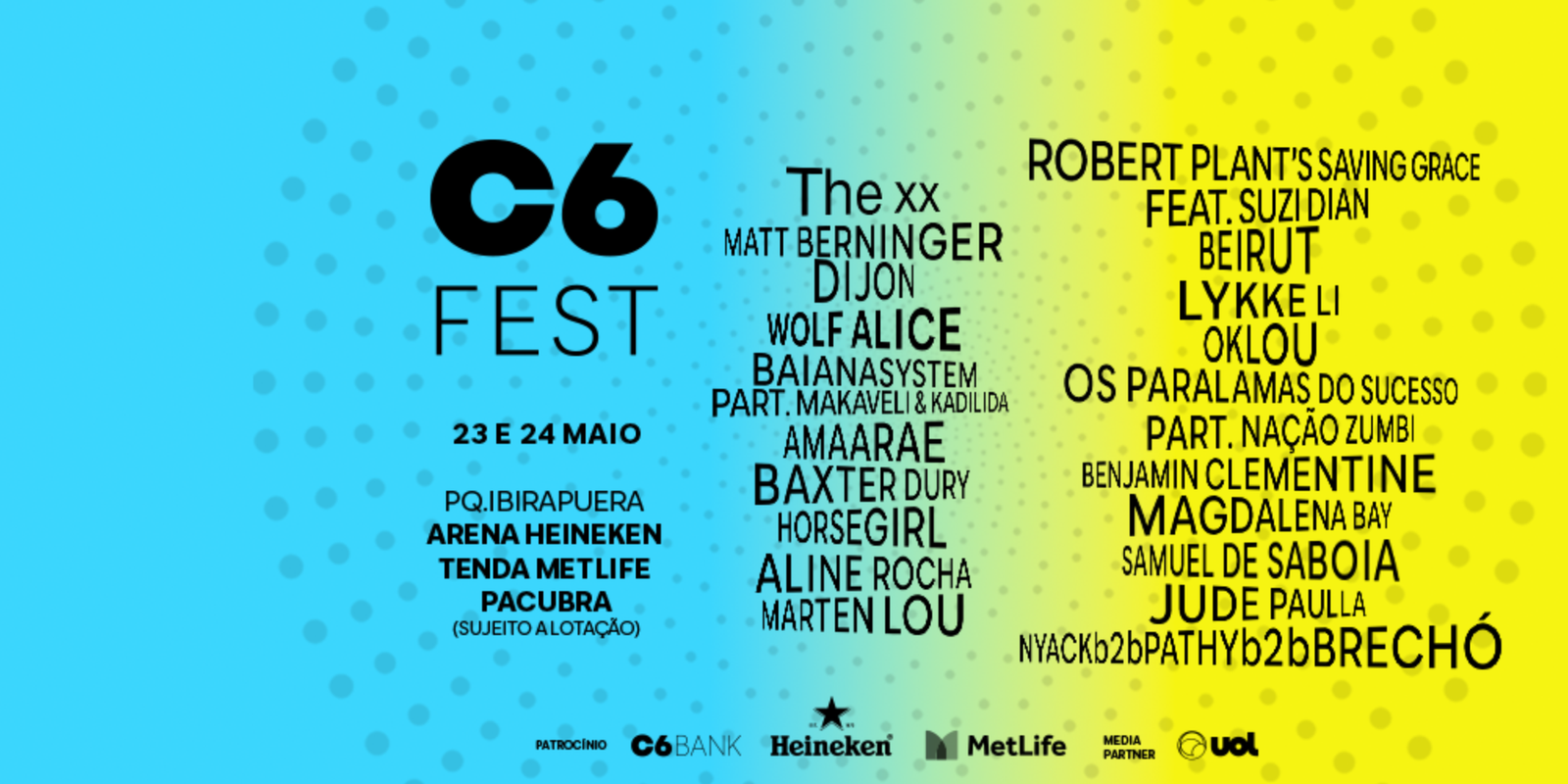 C6 Fest 2026 no Parque Ibirapuera em São Paulo com diversas apresentações musicais