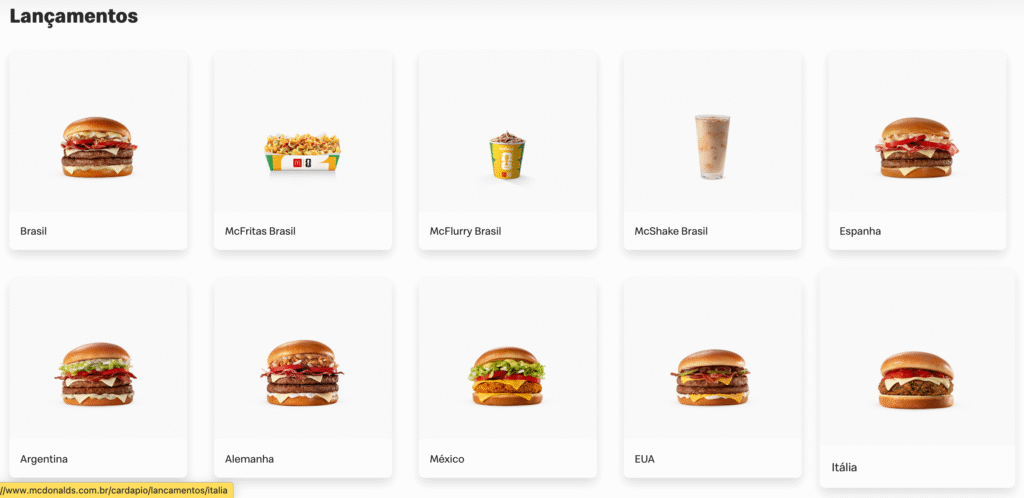 Lanches Seleções do Méqui 2026 do McDonald’s com sanduíches da Copa do Mundo