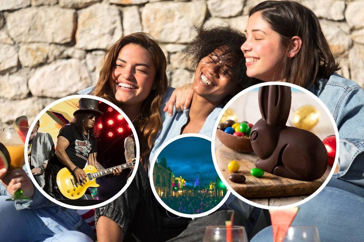 Vista panorâmica de São Paulo com destaque para eventos culturais em abril, incluindo a Catedral da Sé iluminada e o Parque Villa-Lobos.