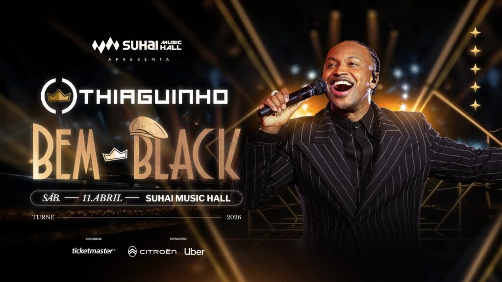 Thiaguinho durante a apresentação da turnê Bem Black na Suhai Music Hall