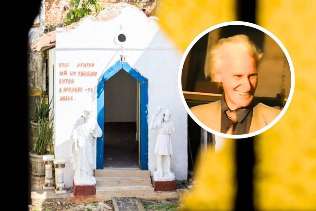 Vista da Vila Secreta na Aclimação, com casinhas coloniais coloridas e detalhes artísticos.