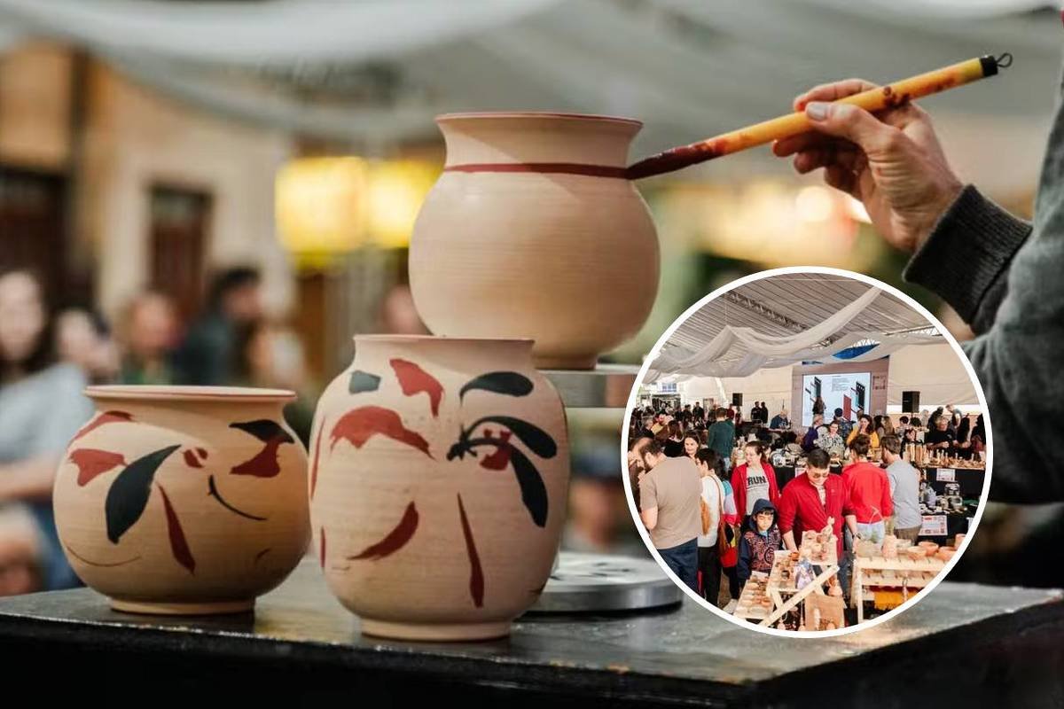 Pessoas participando de um workshop de cerâmica durante o Festival Internacional da Cerâmica de Cunha