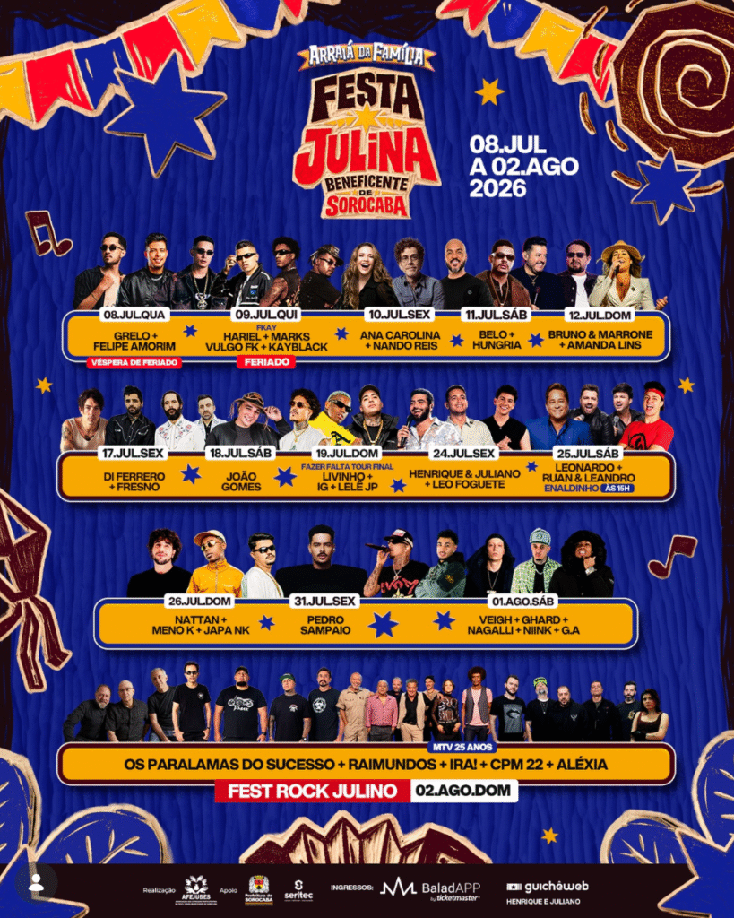 Festa Julina Beneficente de Sorocaba 2026: Atrações e datas 