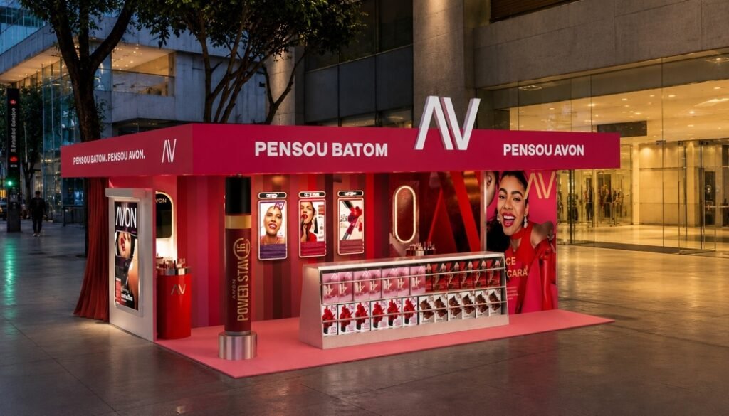 Banca de batons da Avon no Shopping Cidade em São Paulo