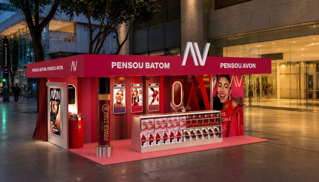 Banca de batons da Avon no Shopping Cidade em São Paulo
