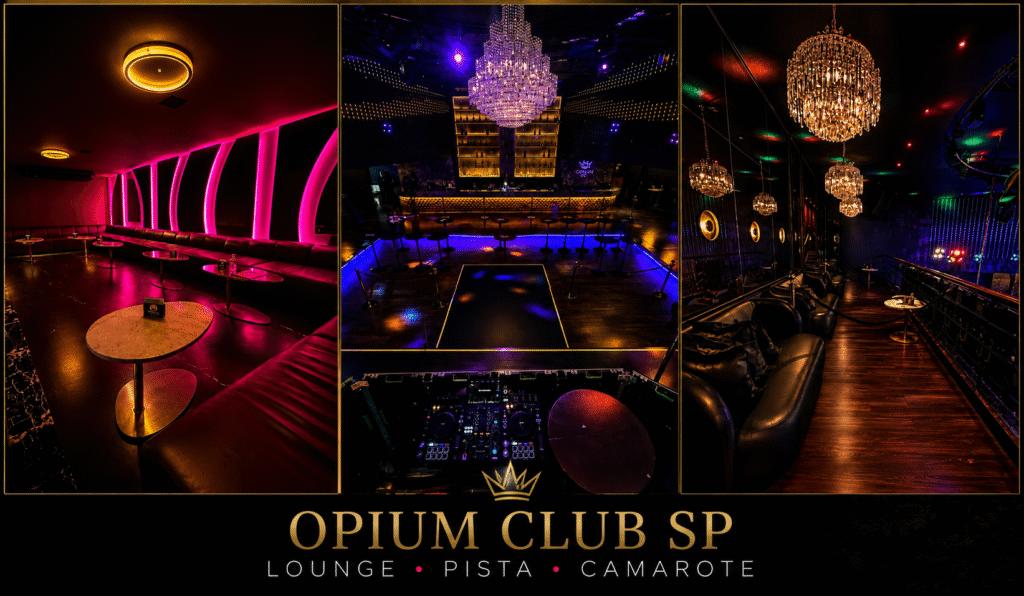 Lounge, pista de dança e camarote da Opium Club em São Paulo
